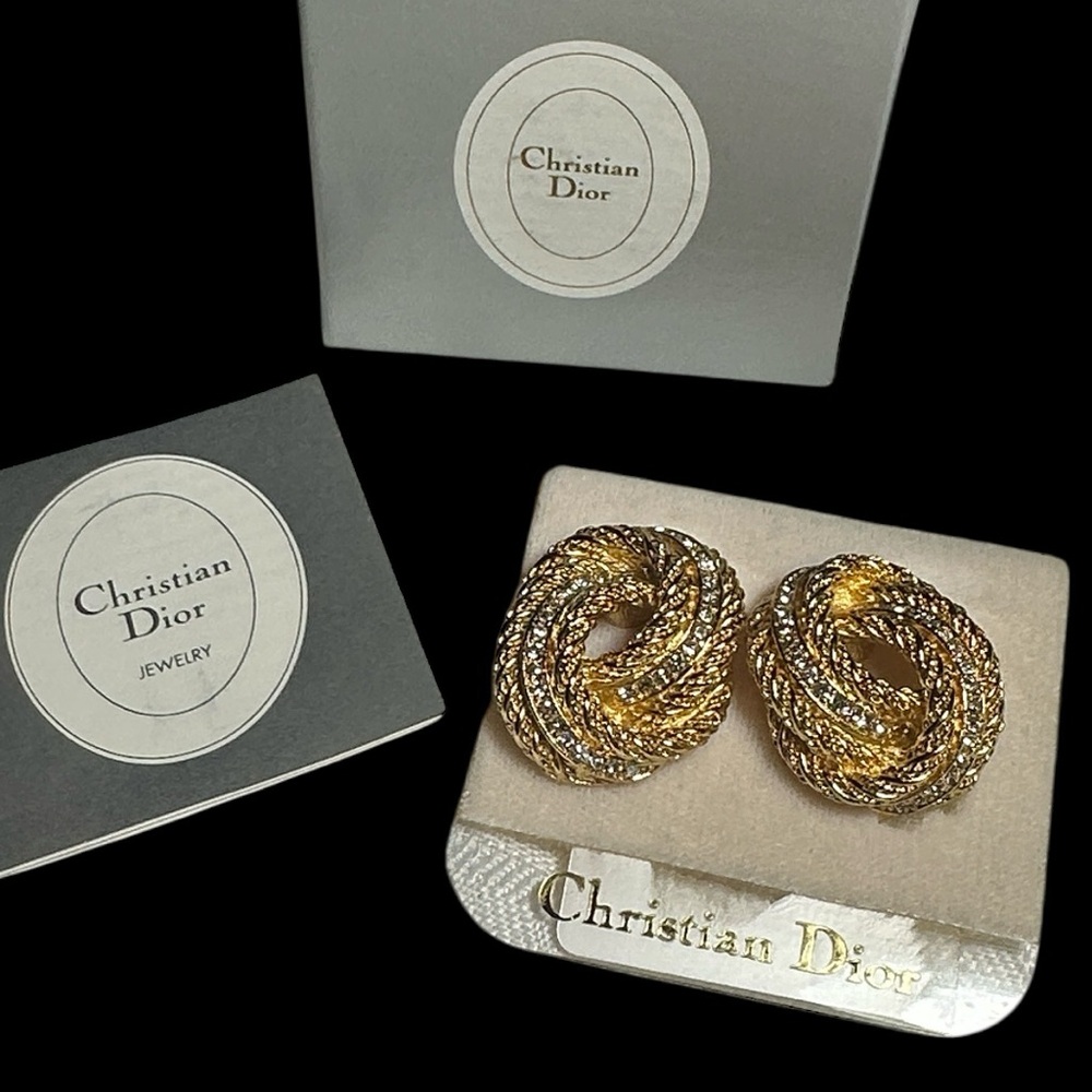 OG Christian Dior Gold-toned Clip On Earrings brand new with box & pamphlet